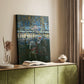 Canvas art print of a stylized composition with figures and gentle movement styled in a home decor setting.