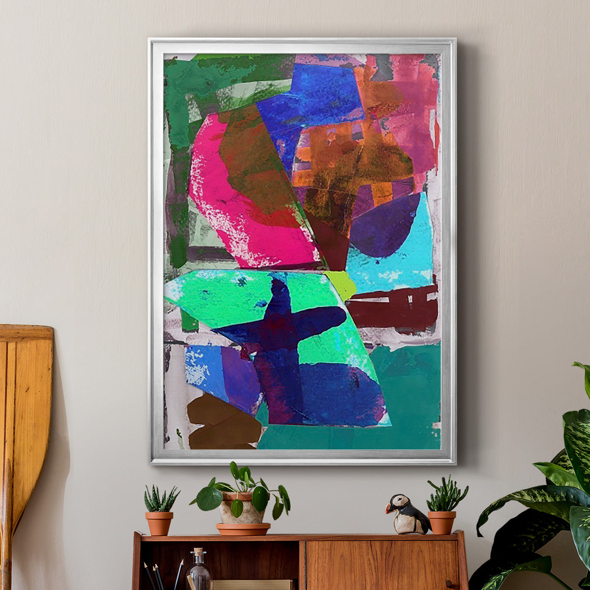 Brights Strokes III - Modern Framed Canvas Print