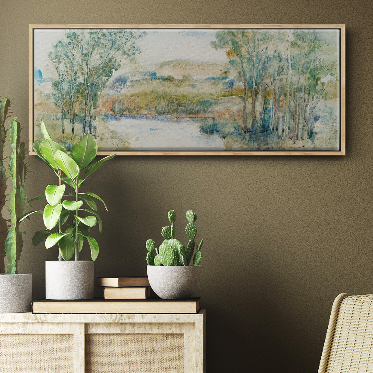 Trees on the Creek I - Floater Framed Canvas Print