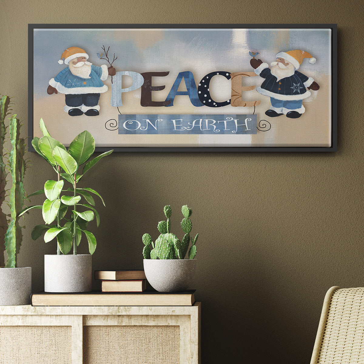 Santa Peace - Floater Framed Canvas Print