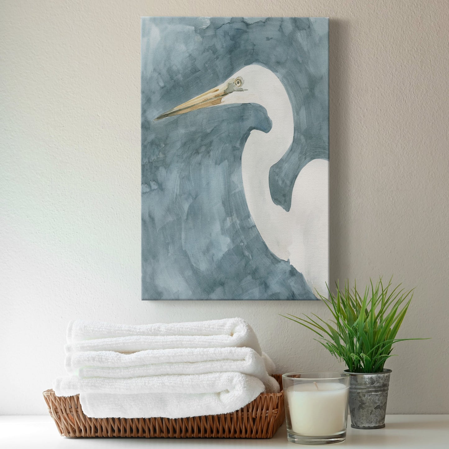 Watercolor Heron Portrait I Premium Gallery Wrapped Canvas - Ready to Hang