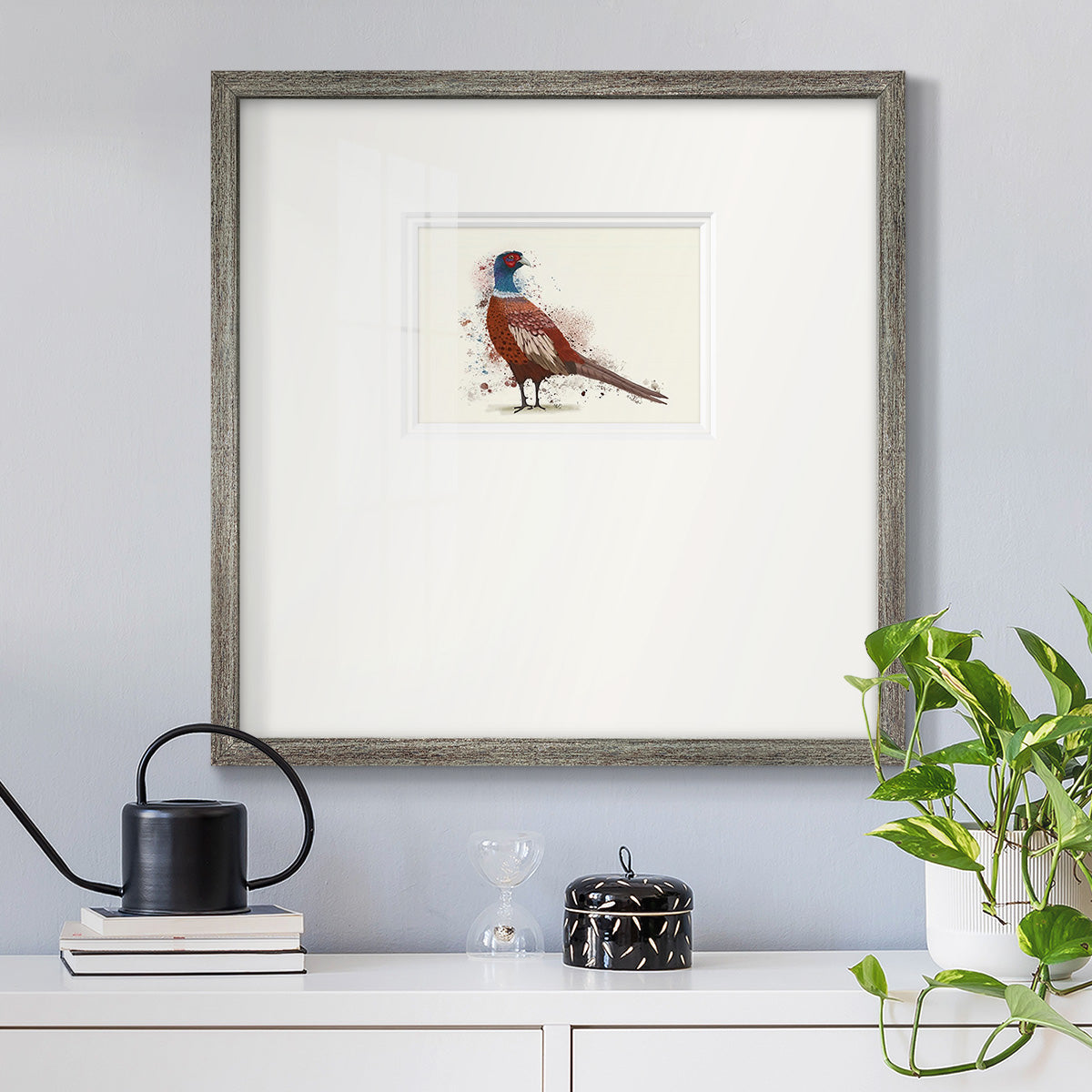 Pheasant Splash 5 Premium Framed Print Double Matboard