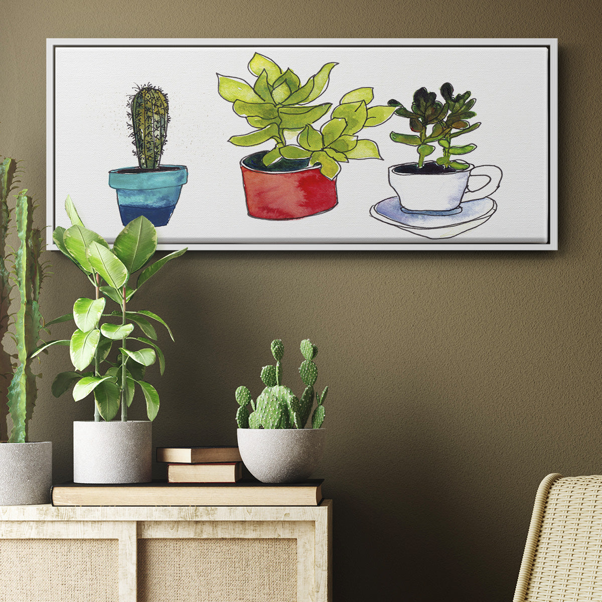 Vibing Succulents II - Floater Framed Canvas Print