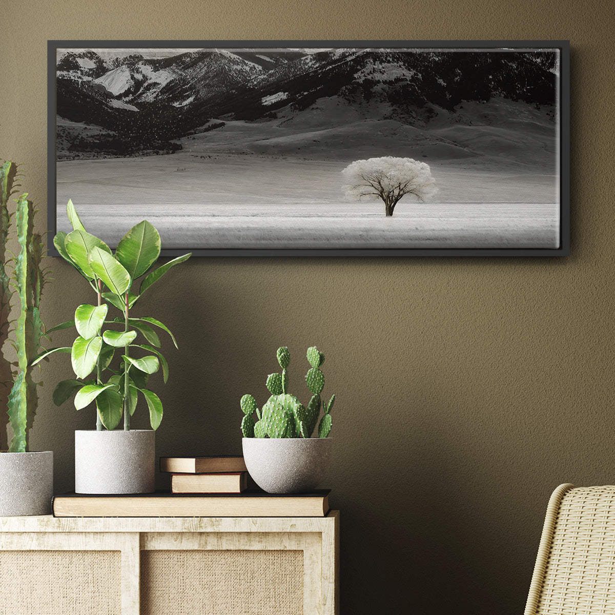 Solitary Tree - Floater Framed Canvas Print