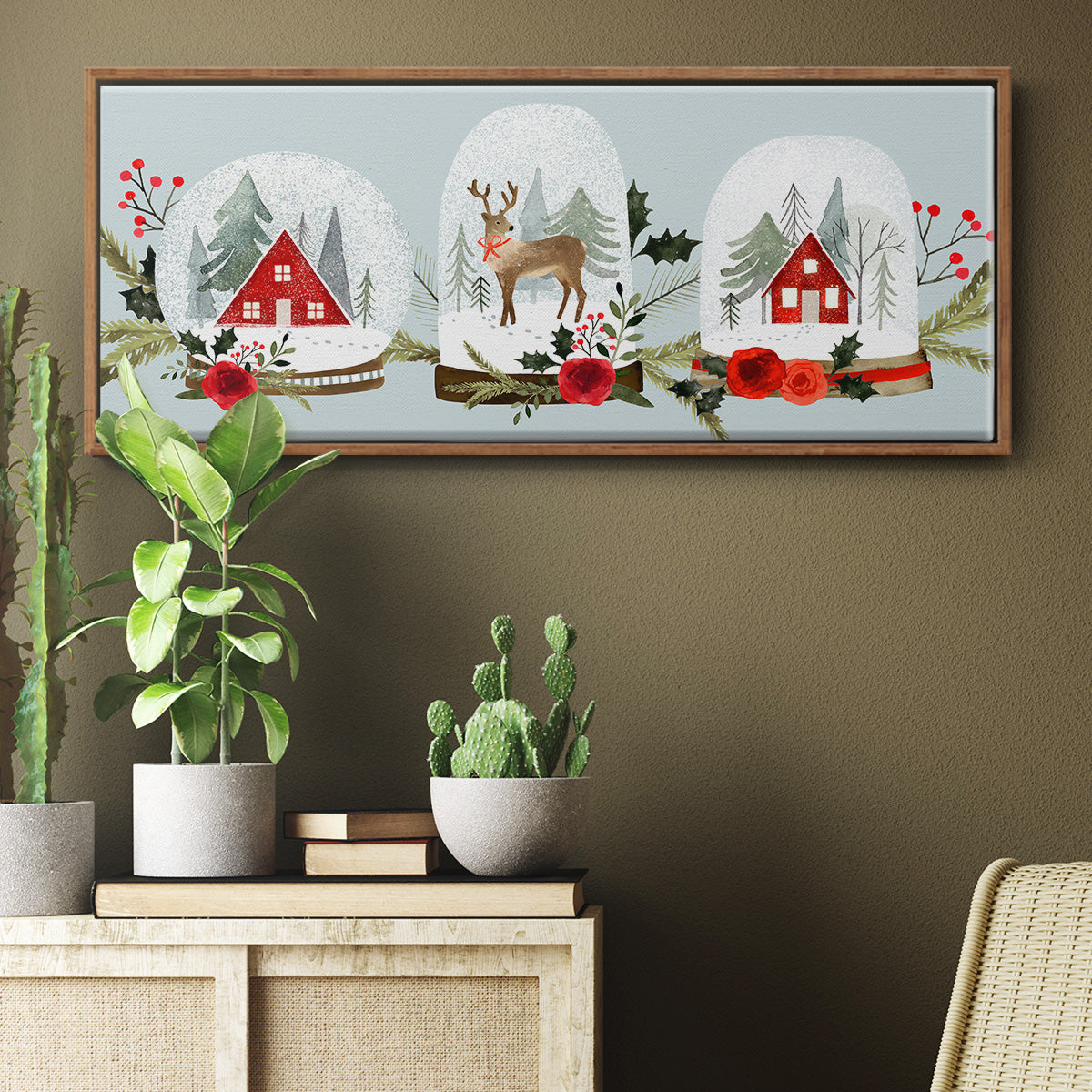 Snow Globe Village Collection D - Floater Framed Canvas Print