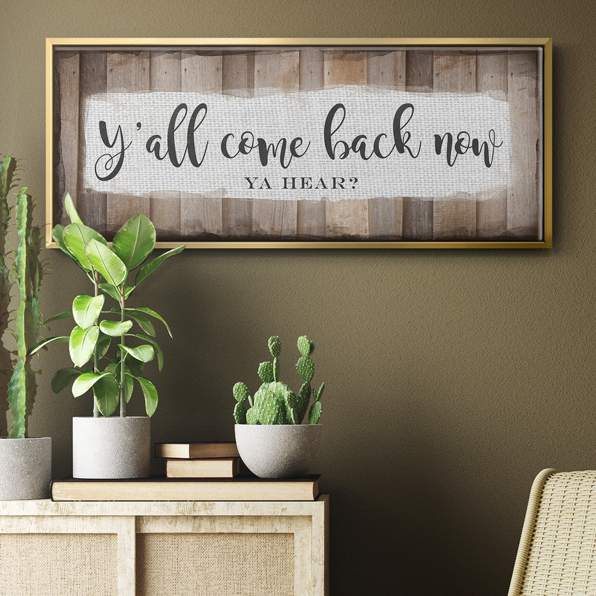 Y'all Come Back Now - Floater Framed Canvas Print