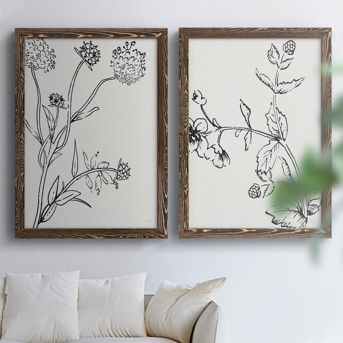 Botanical Study I   - Premium Framed Canvas 2 Piece Set - Ready to Hang