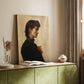 Canvas art print of a refined female figure with gentle tones and calm expression styled in a home decor setting.