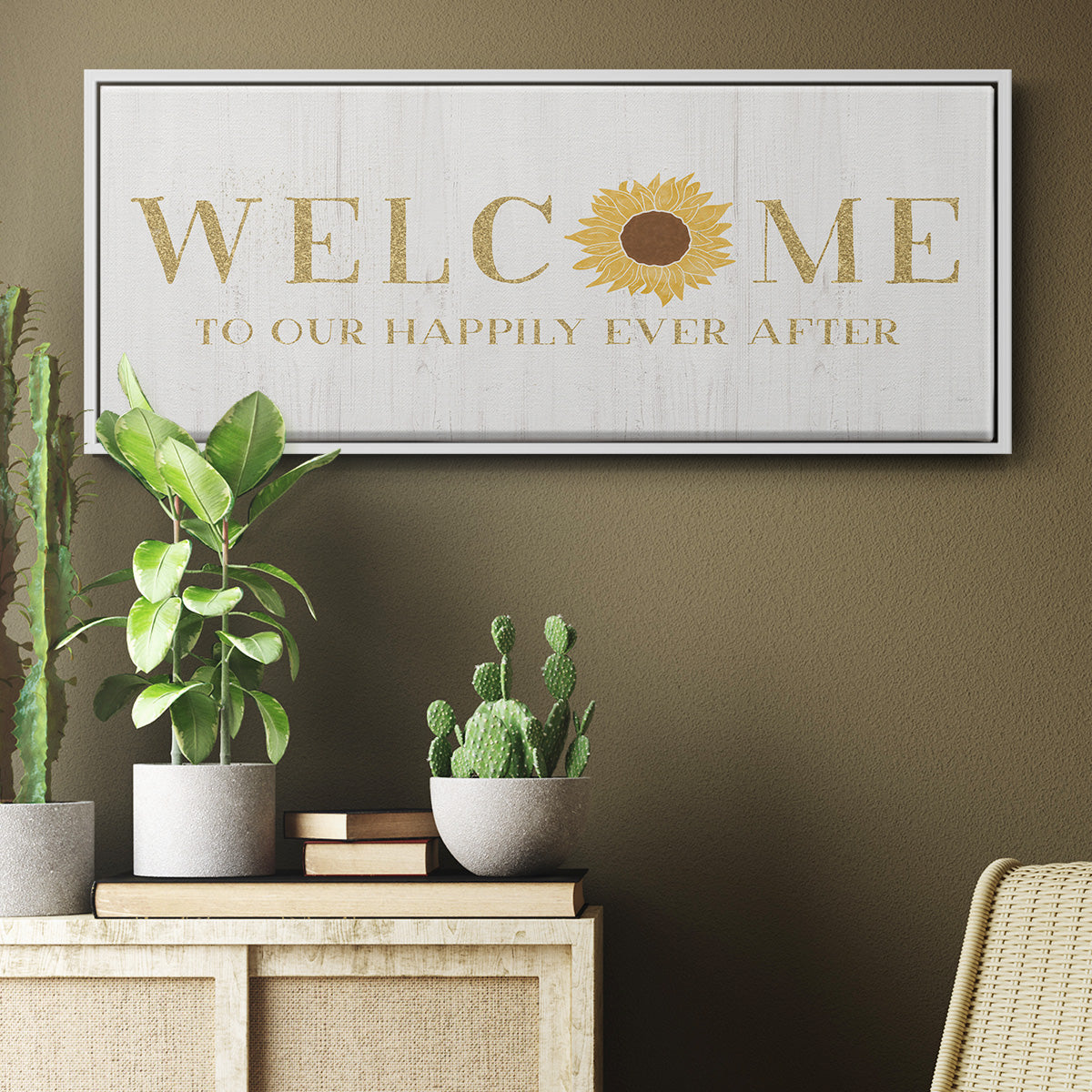 Welcome Happily Ever After - Floater Framed Canvas Print