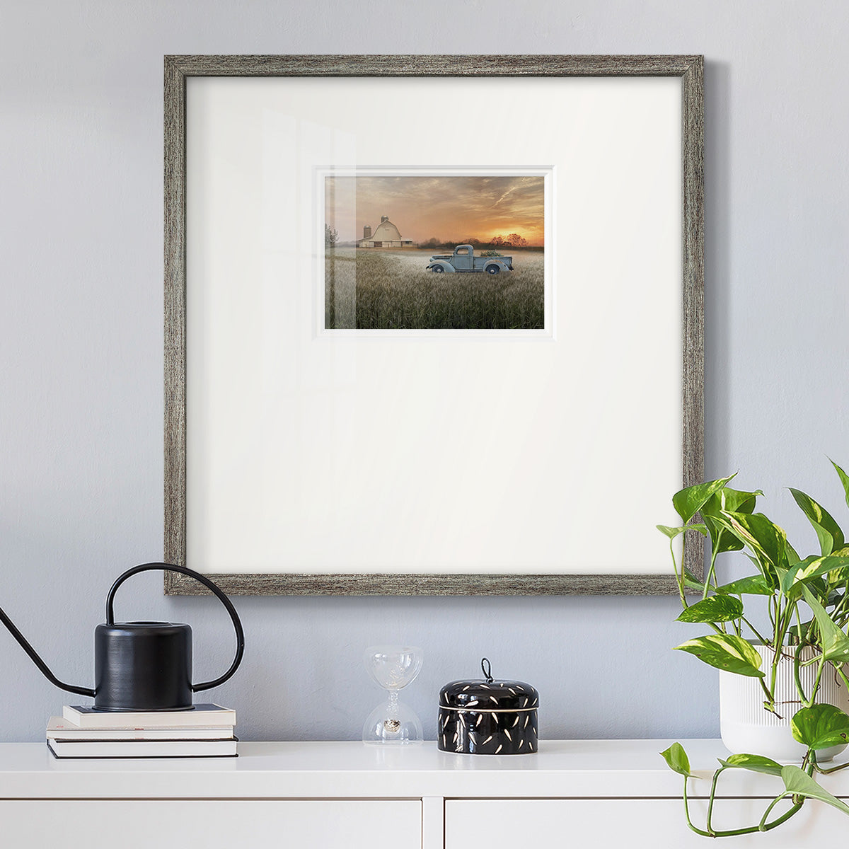 Evening Farm - Double Matboard Framed Print