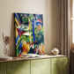Canvas art print of a stylized animal composition with angular terrain styled in a home decor setting.