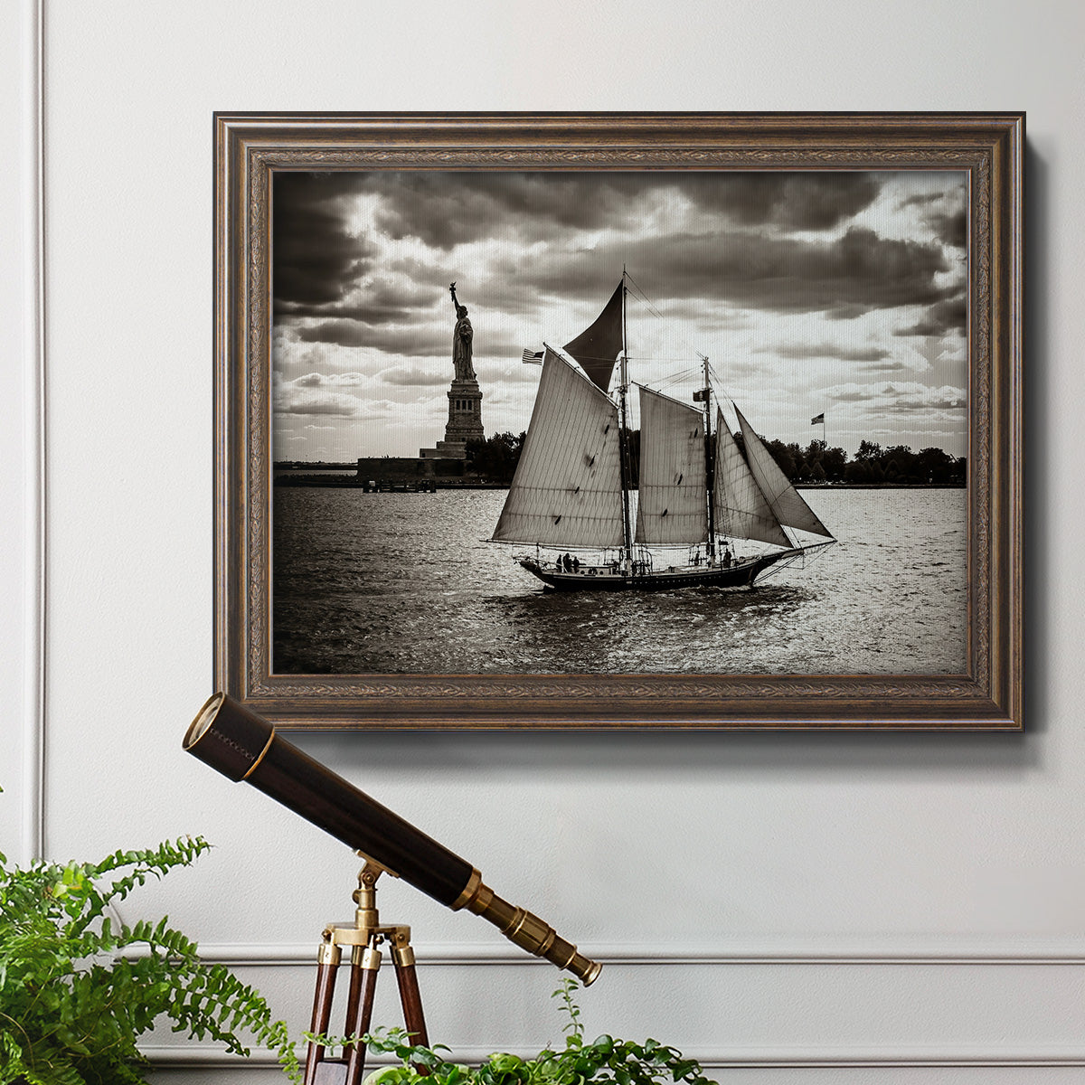 The Clipper & the Liberty Premium Framed Canvas- Ready to Hang