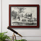 Classical pastoral landscape artwork by Nicolas Berchem in an ornate cherry burl wood frame displayed in a light-toned interior setting.