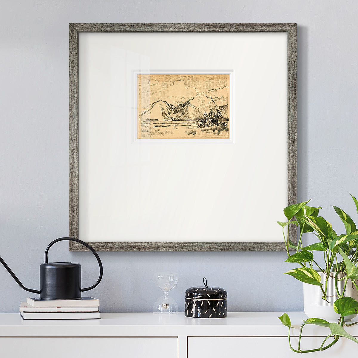 Hatched Horizon II Premium Framed Print Double Matboard