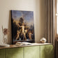 Canvas art print of a mythological composition with water and flowing forms styled in a home decor setting.
