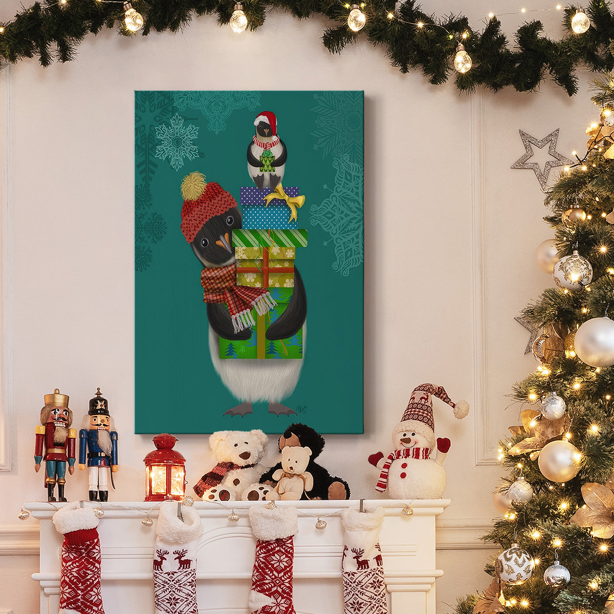 Christmas Penguin Gifts - Gallery Wrapped Canvas