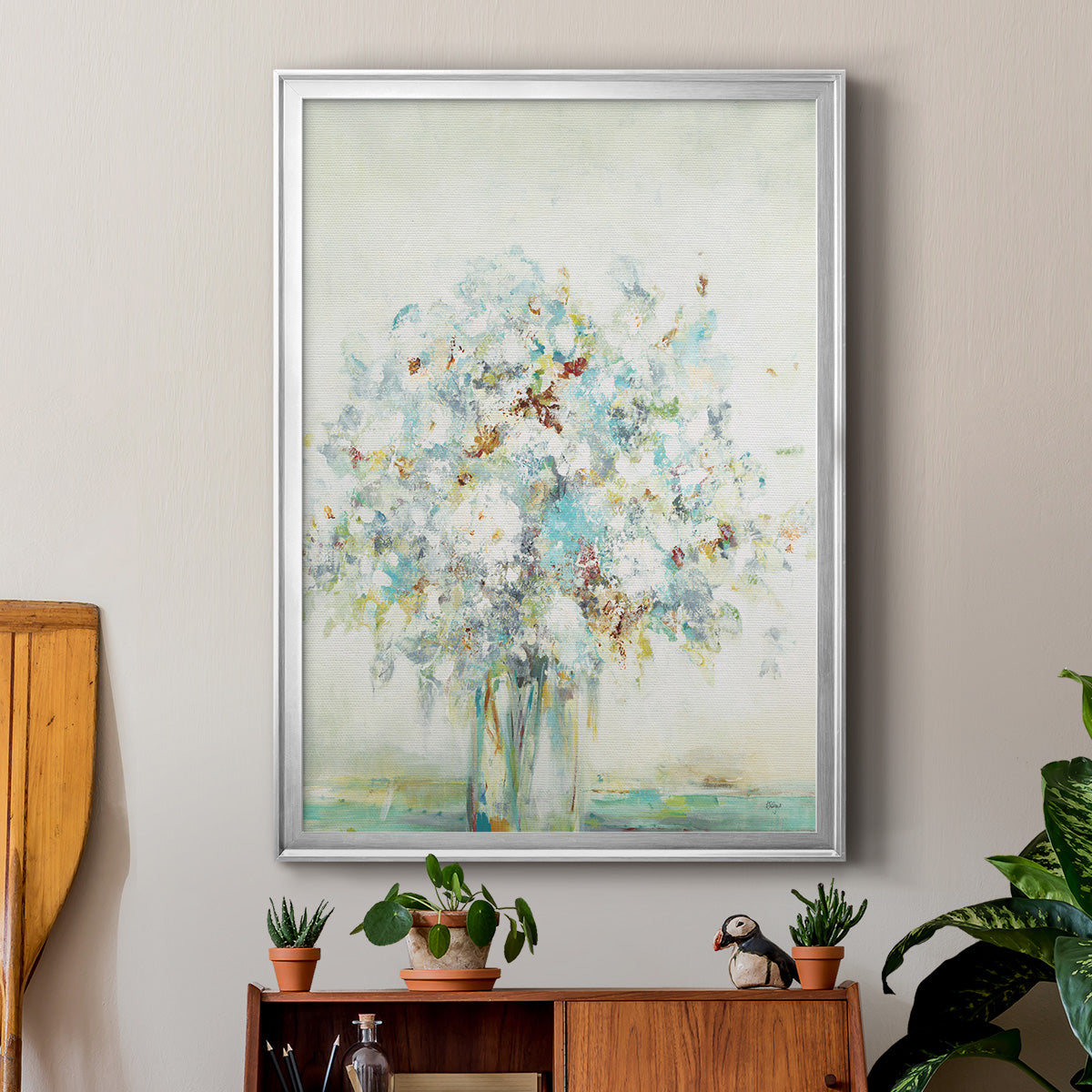 Textured Bouquet - Modern Framed Canvas Print