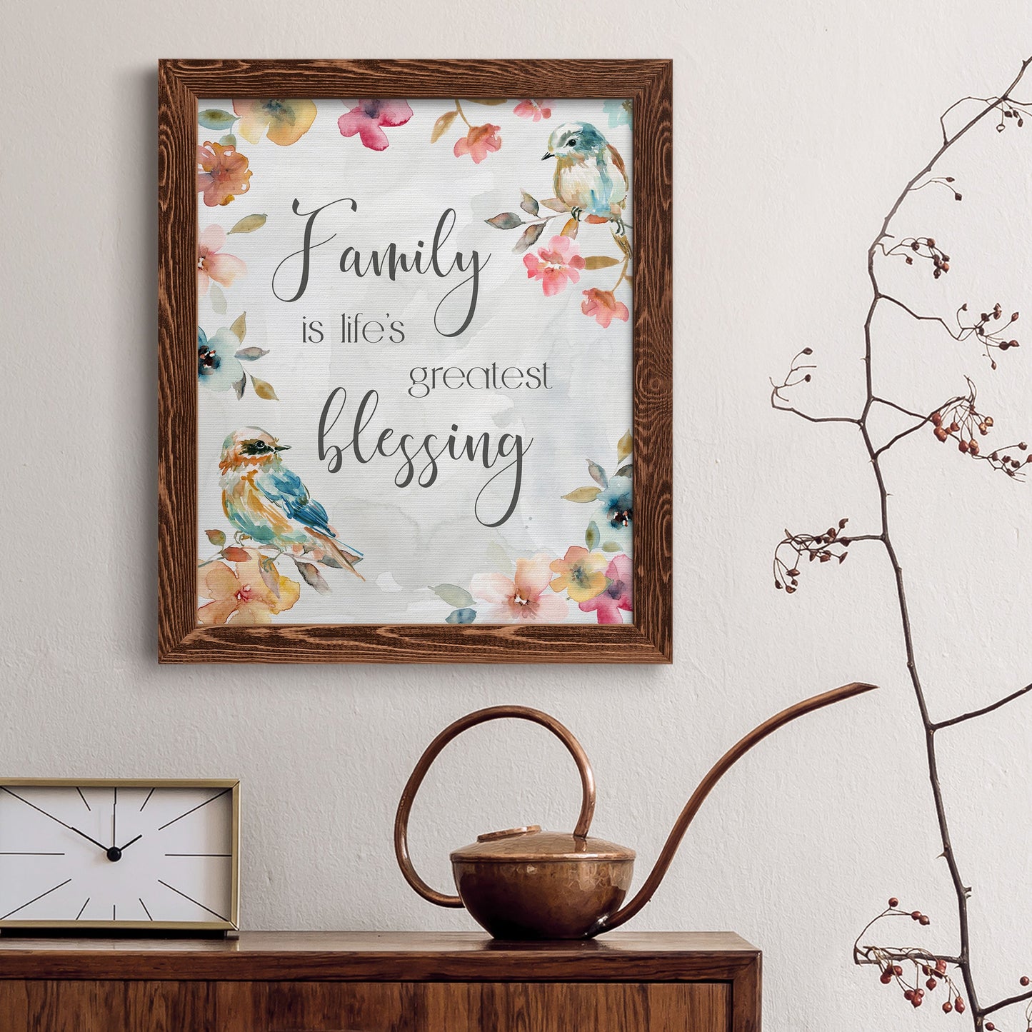 Spring Bird Blessing - Barnwood Framed Canvas Print