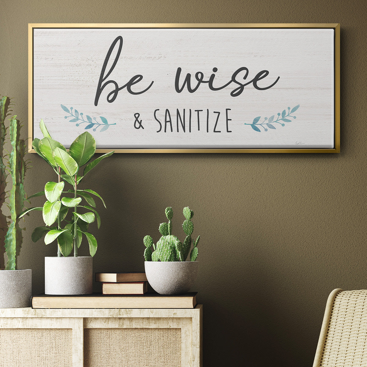 Be Wise & Sanitize - Floater Framed Canvas Print