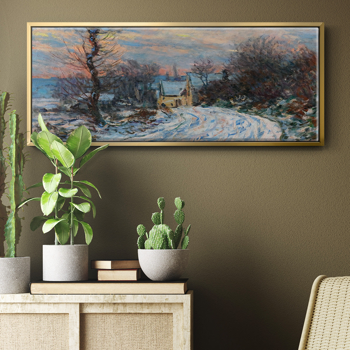 Road to Giverny in Winter, 1885 - Floater Framed Canvas Print