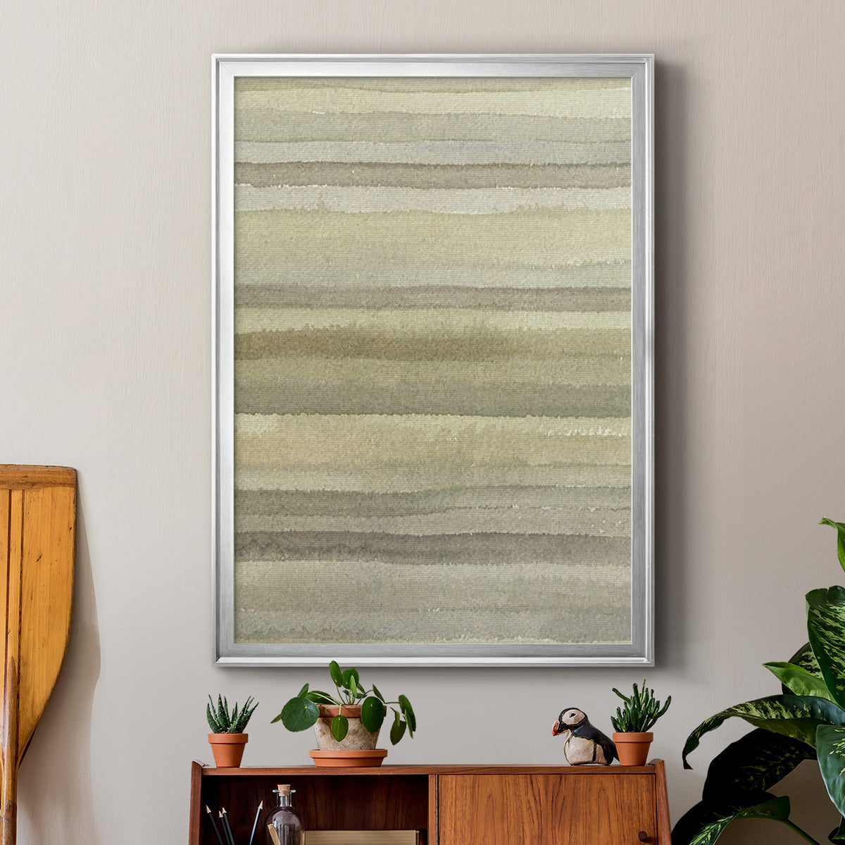 Lines in Neutral I - Modern Framed Canvas Print