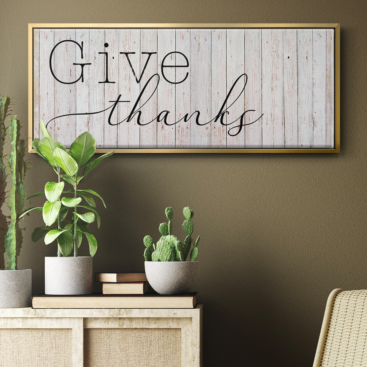 Give Thanks - Floater Framed Canvas Print