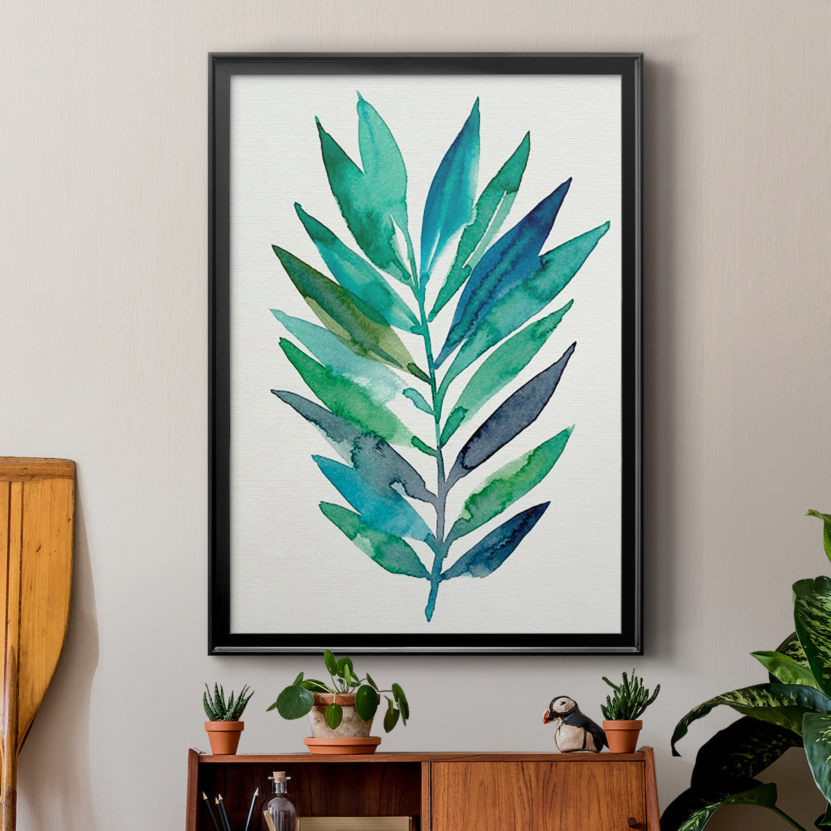 Palm Frond Flow II - Modern Framed Canvas Print