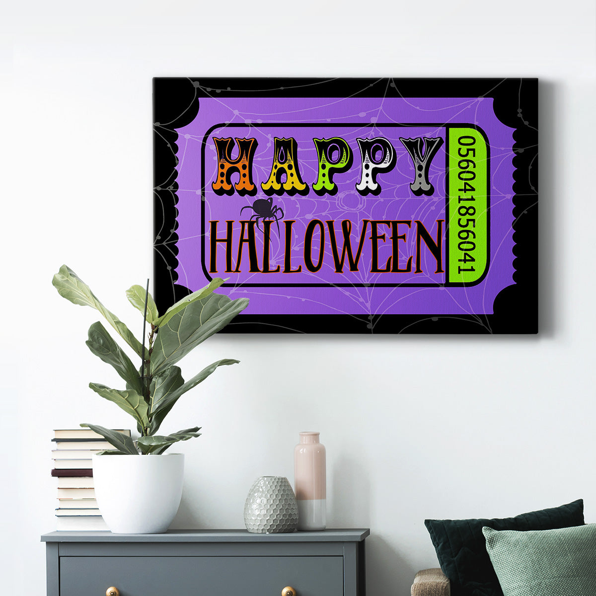 Happy Halloween Ticket - Canvas Art Print