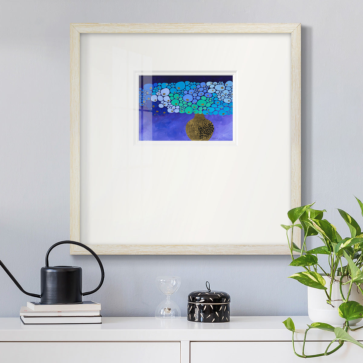 Blue Poppies II- Premium Framed Print Double Matboard