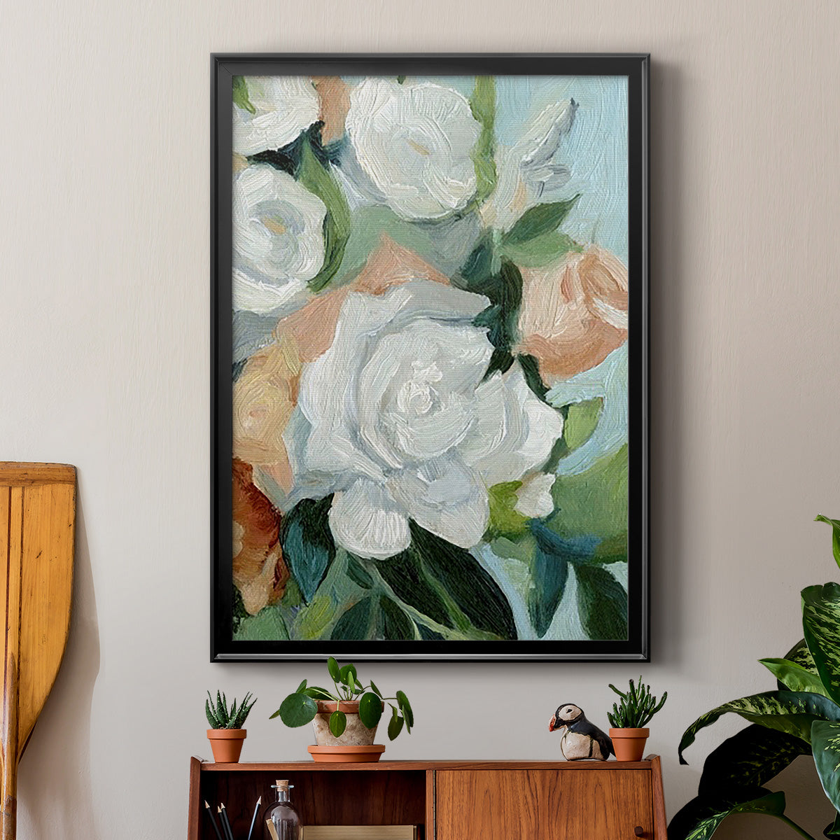 Bouquet Scatter I - Modern Framed Canvas Print