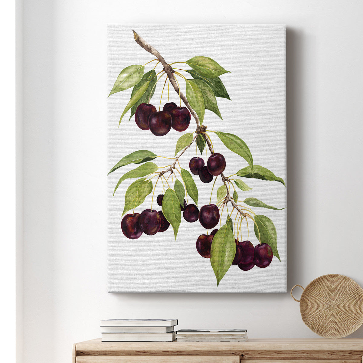 Watercolor Cherries Premium Gallery Wrapped Canvas - Ready to Hang