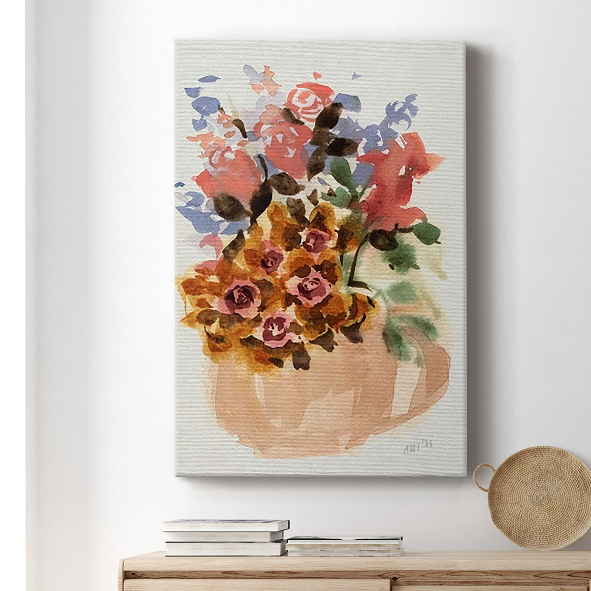 Mauve Bouquet in Teapot II - Canvas Art Print