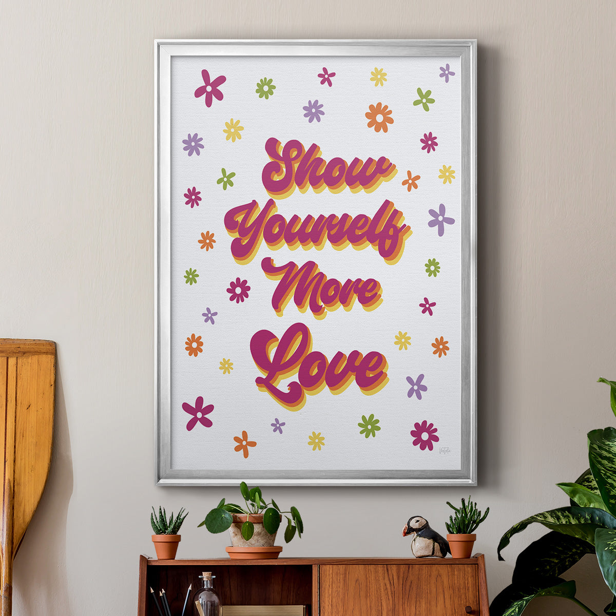 Show Yourself More Love - Modern Framed Canvas Print
