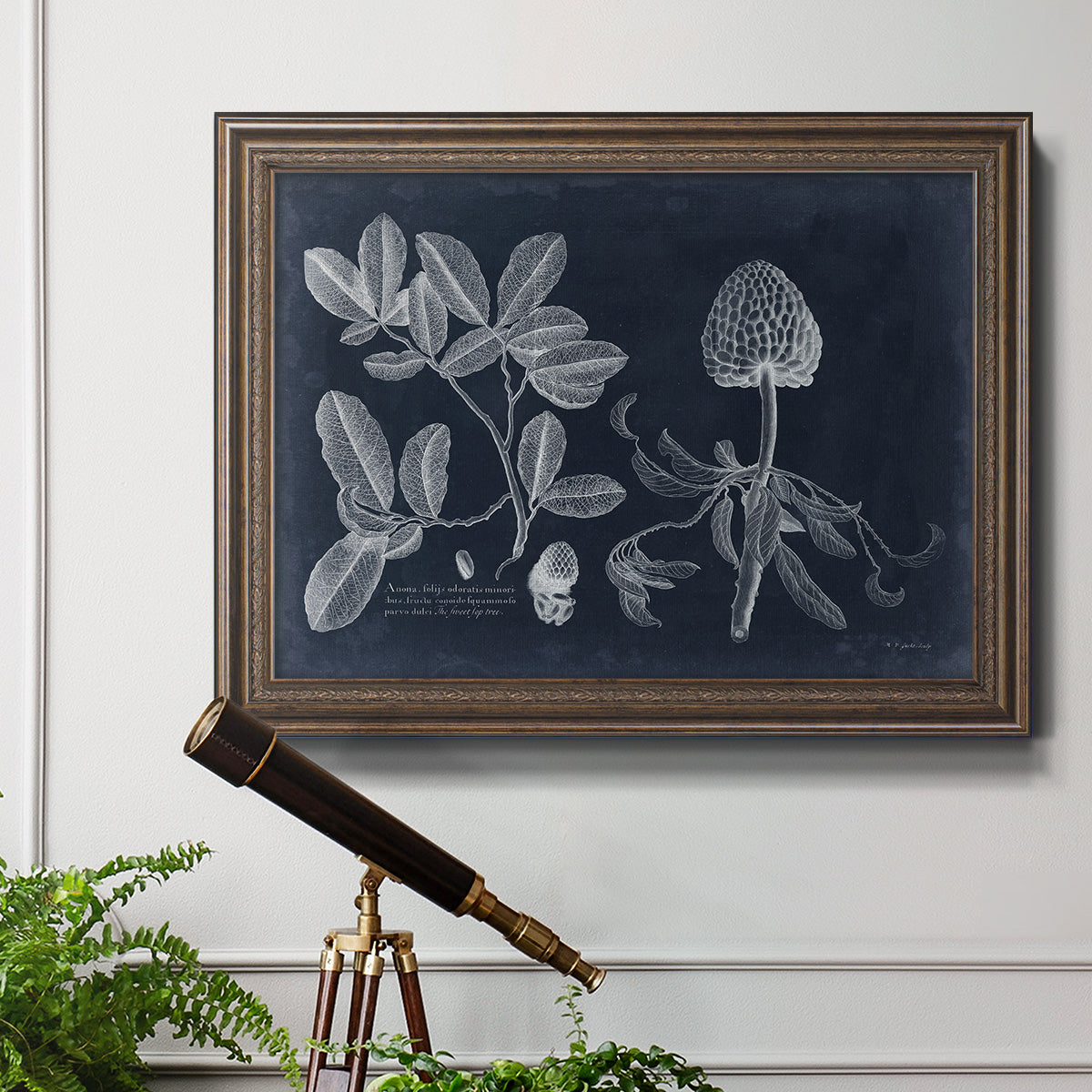 Foliage on Navy II Premium Framed Canvas- Ready to Hang