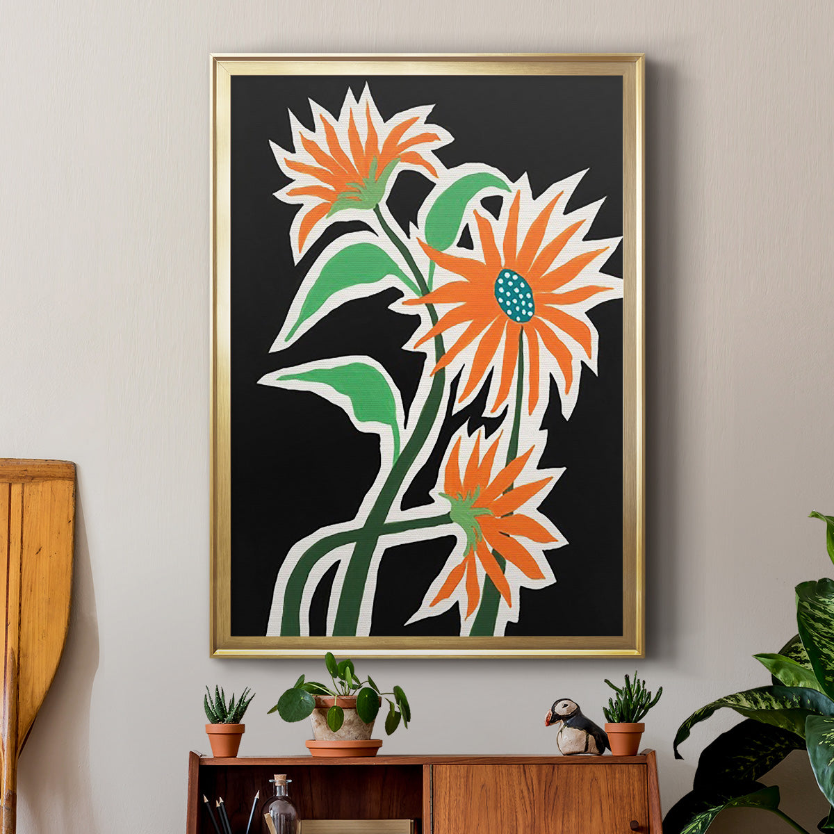 Pop Flowers III - Modern Framed Canvas Print