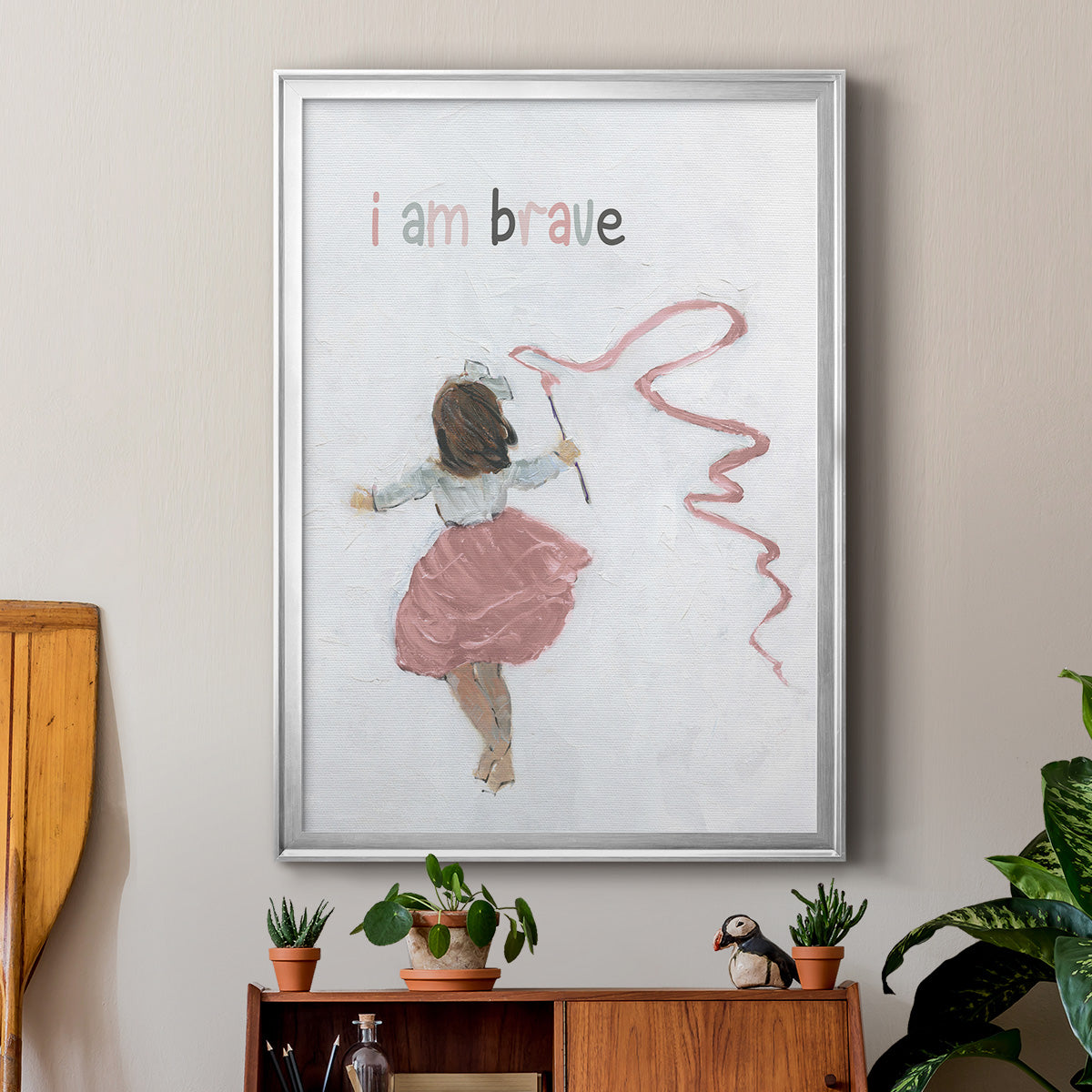 Girl Catching Wind - Modern Framed Canvas Print