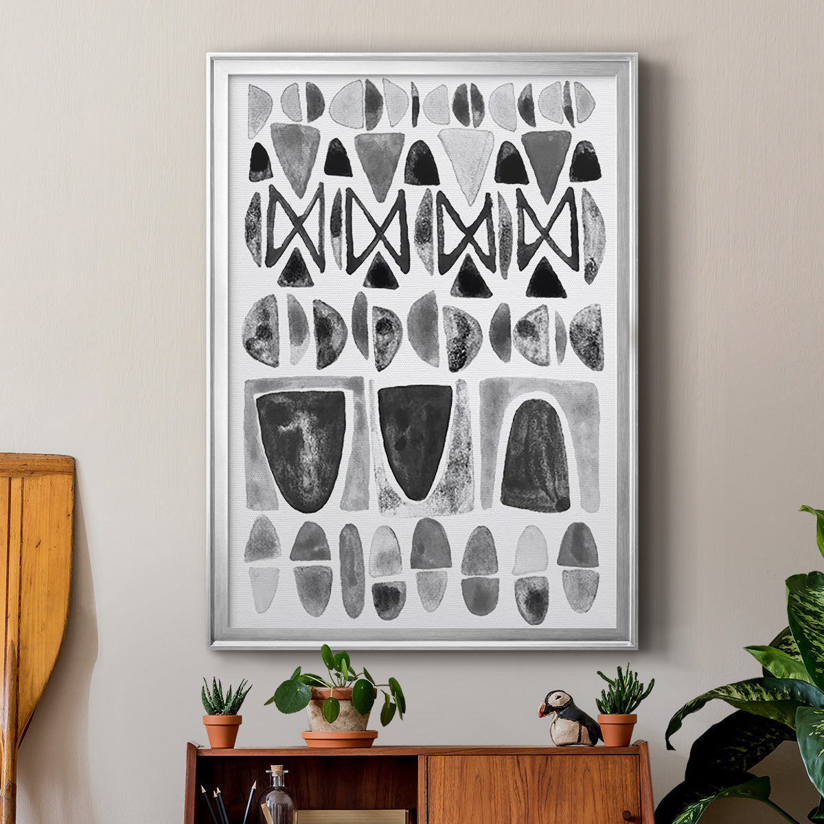 Grey Arches II - Modern Framed Canvas Print