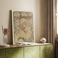 Canvas art print of a Romantic scene of two figures in close embrace with flowing lines styled in a home decor setting.