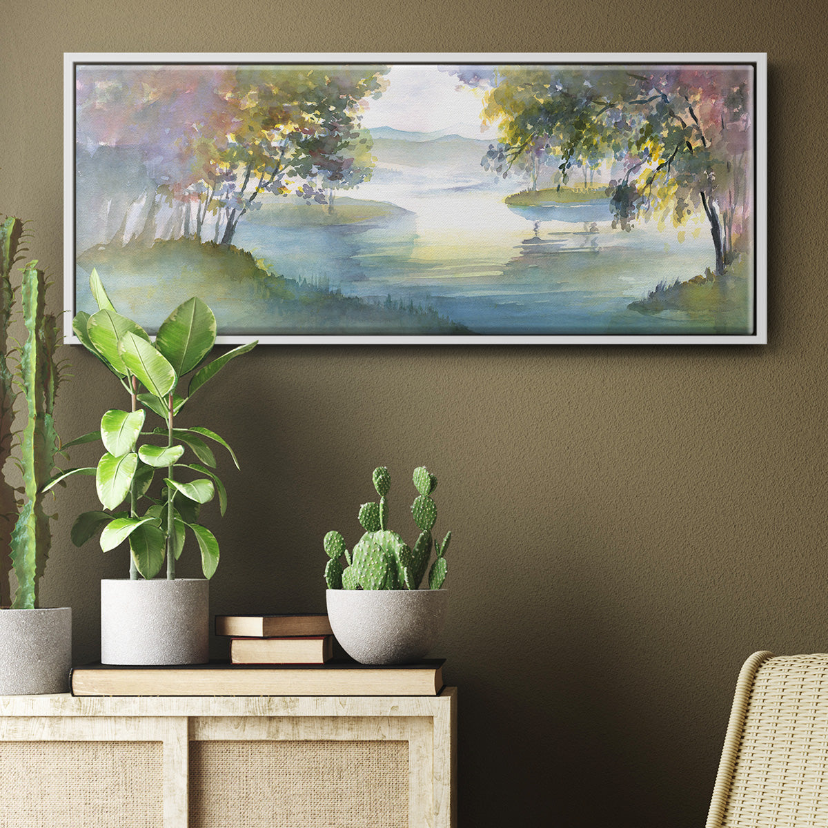 Meandering Lake I - Floater Framed Canvas Print