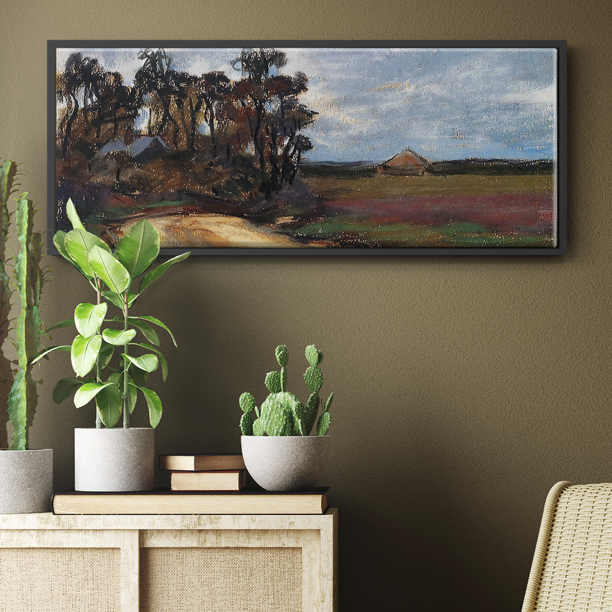 The Road and the House - Floater Framed Canvas Print