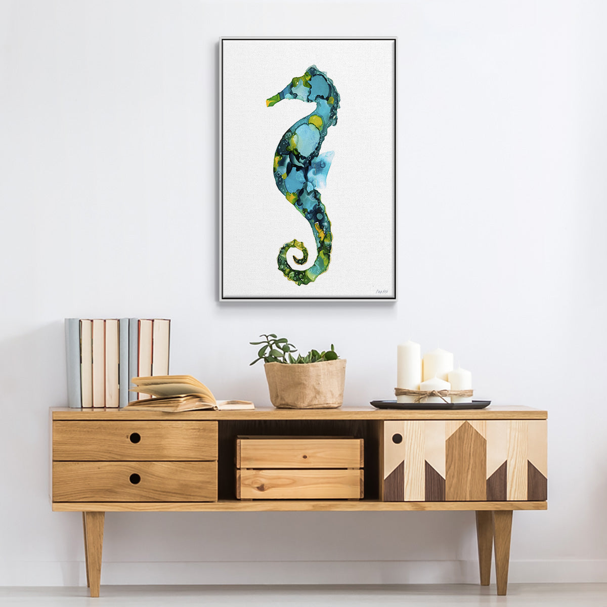 Seahorse Framed Premium Gallery Wrapped Canvas - Ready to Hang