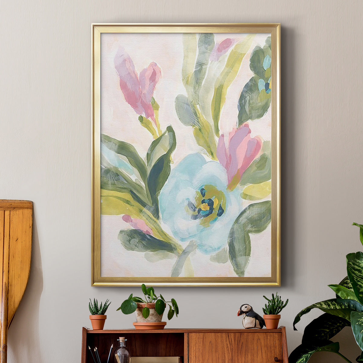 Floral Breeze Fresco  II - Modern Framed Canvas Print