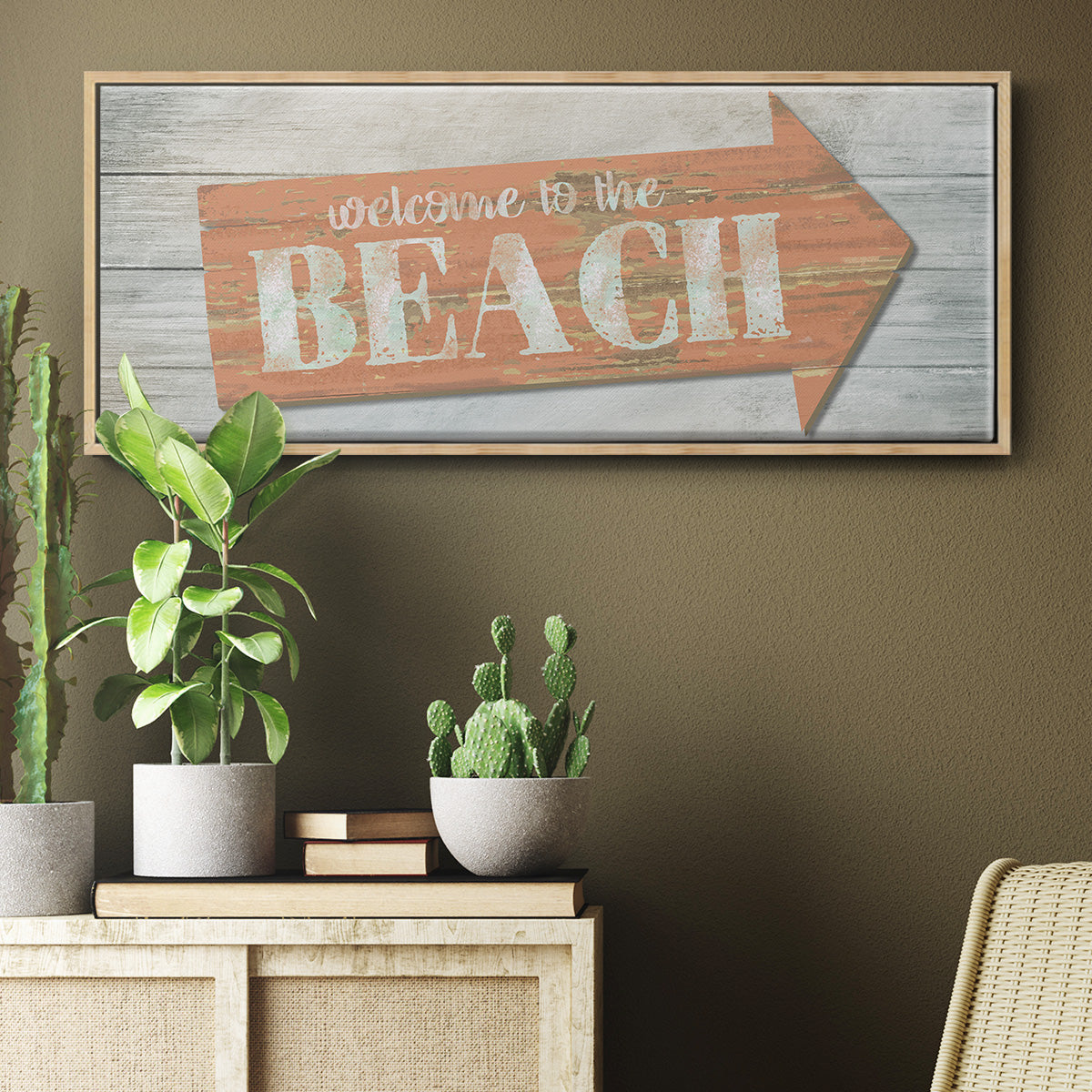 Welcome to the Beach - Floater Framed Canvas Print