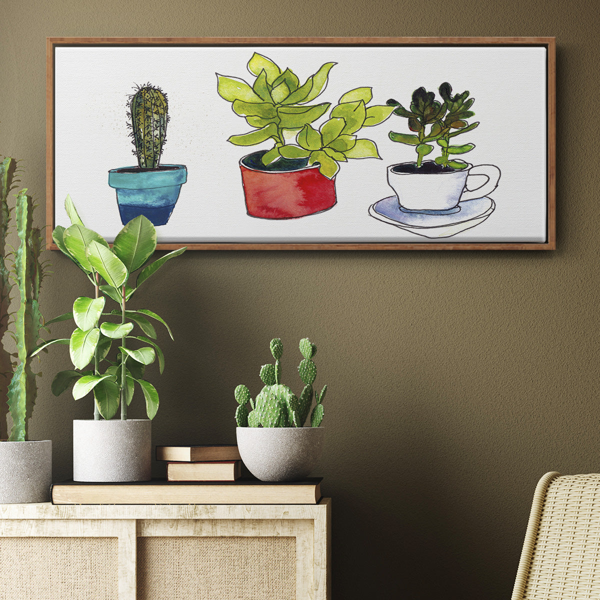 Vibing Succulents II - Floater Framed Canvas Print