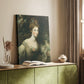Canvas art print of a composed female figure with delicate tones and calm expression styled in a home decor setting.