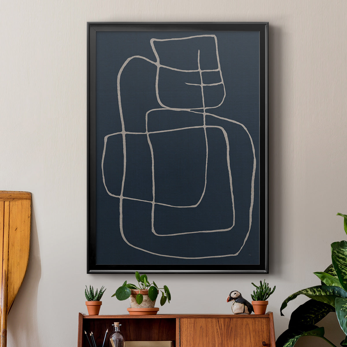 Shapes and Night Sky II - Modern Framed Canvas Print