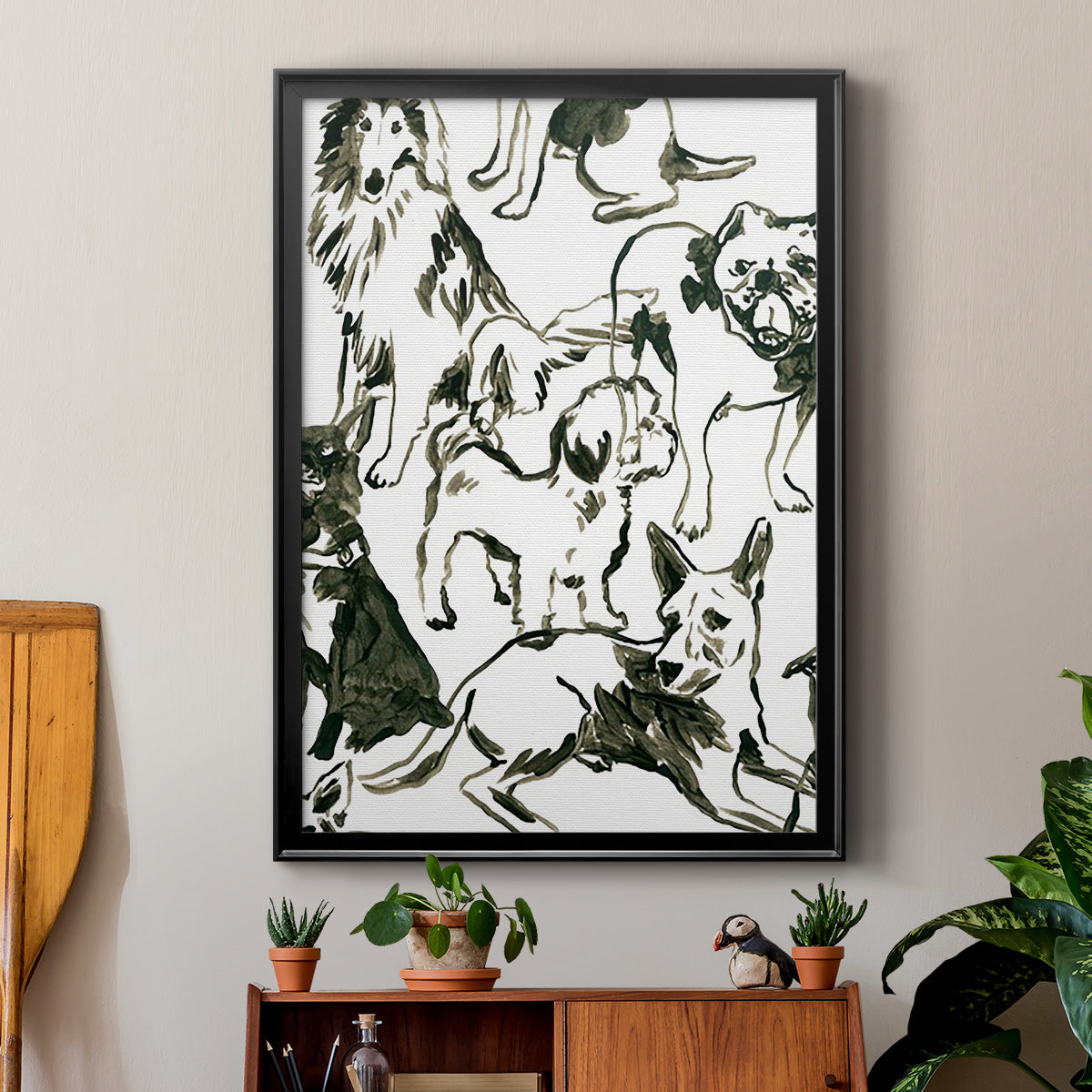 Canine Collage I - Modern Framed Canvas Print