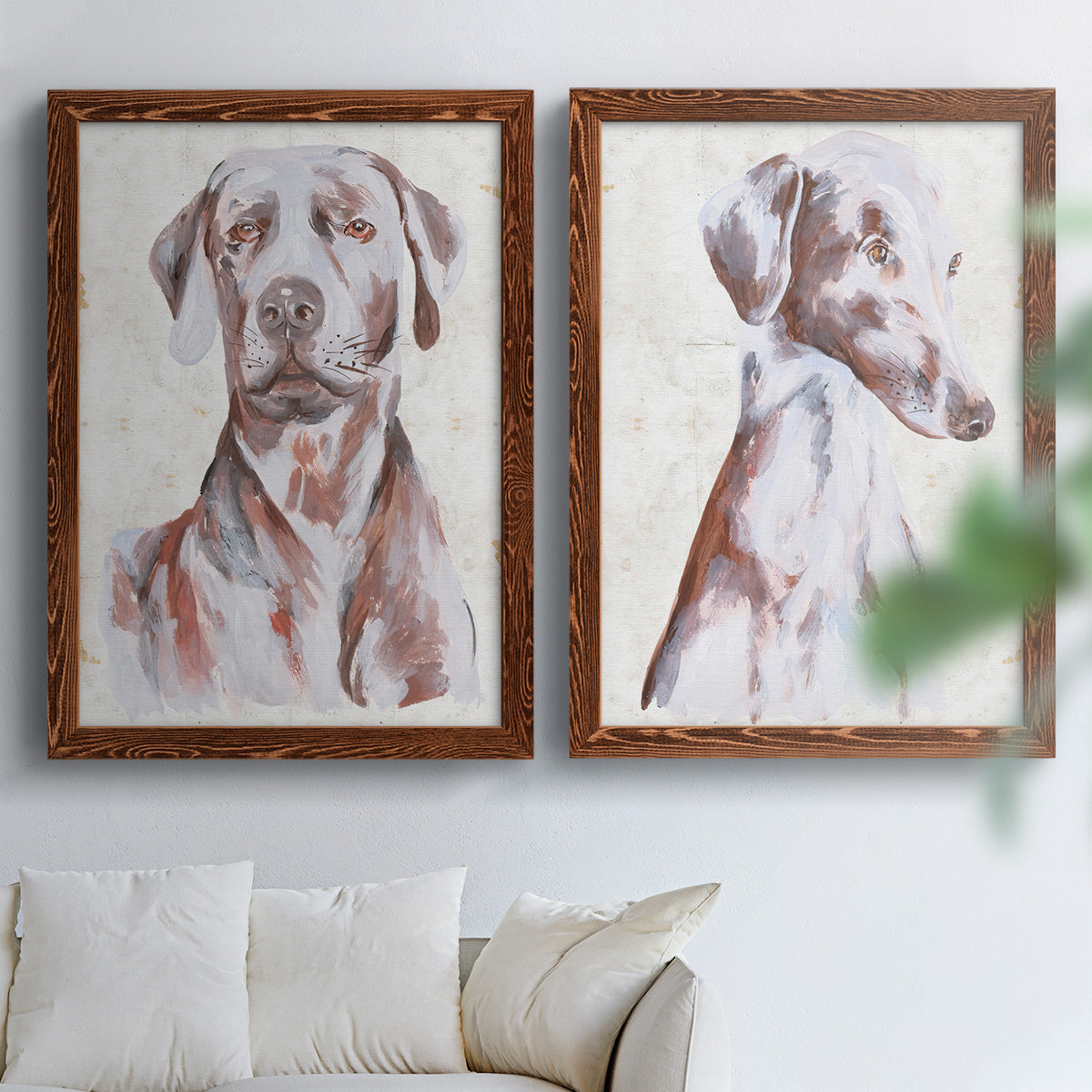 Sitting Dog I - Premium Framed Canvas 2 Piece Set - Ready to Hang