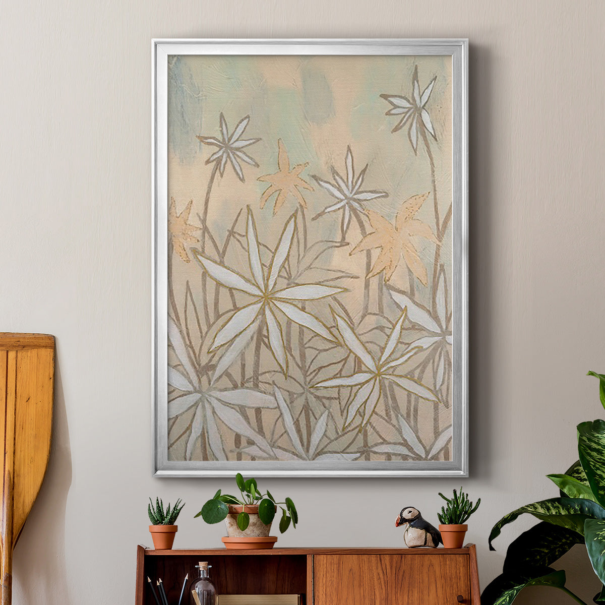 Embellished Starburst Bloom II - Modern Framed Canvas Print