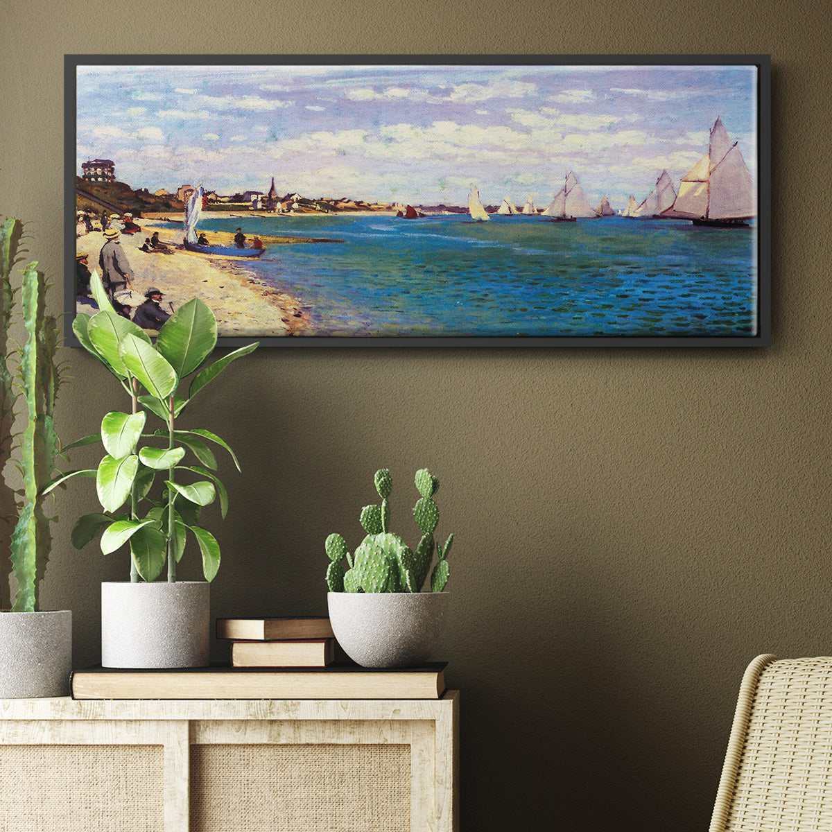 Regatta at Sainte Adresse - Floater Framed Canvas Print